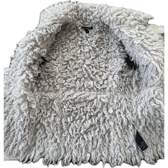 Bebe Y2K Faux Shearling Vest XS Gray Shaggy Fur Trim Penny Lane Winter Coquette - Picture 9 of 10
